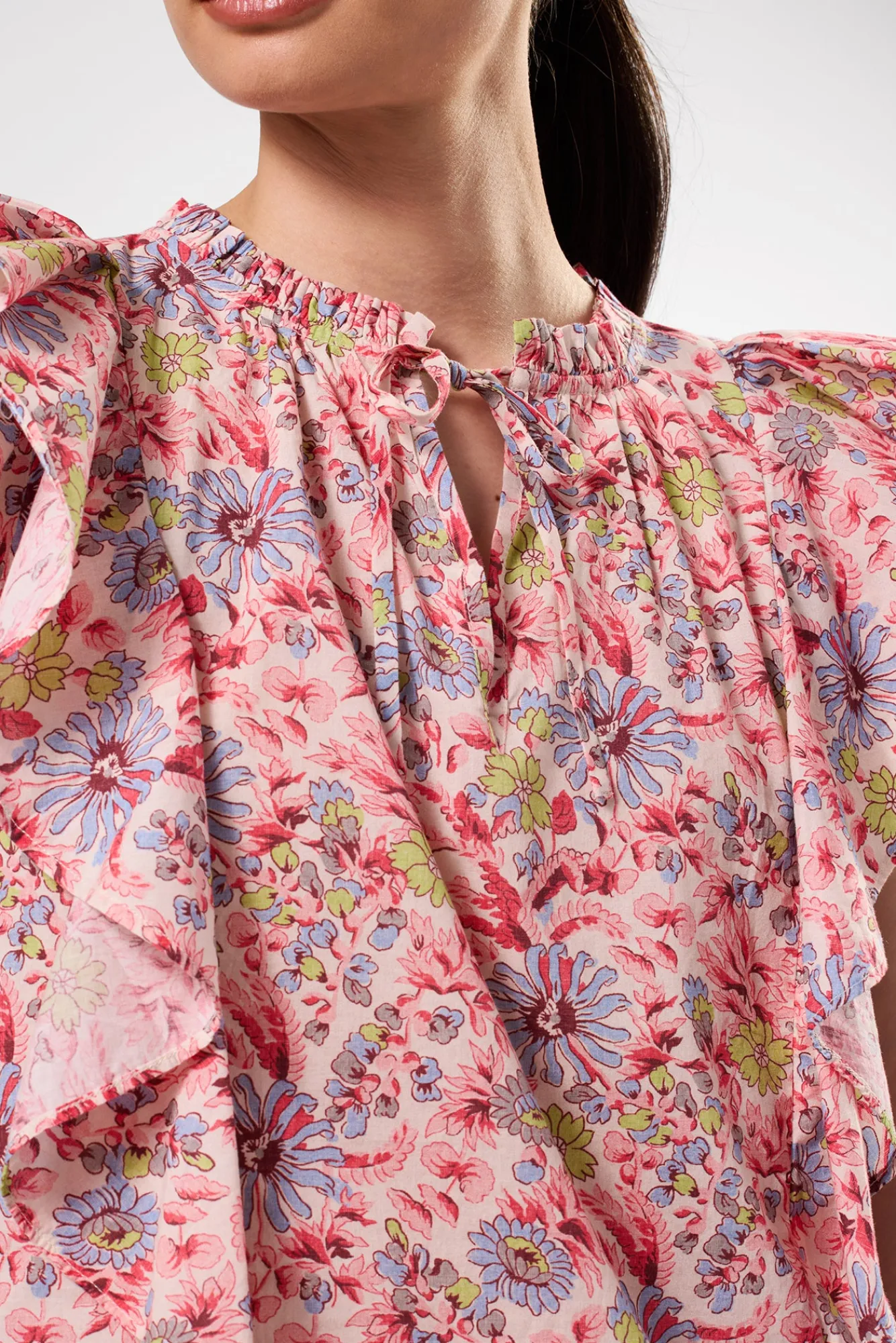 Amour Vert Ruffle Sleeve Top- Tops|Clearance