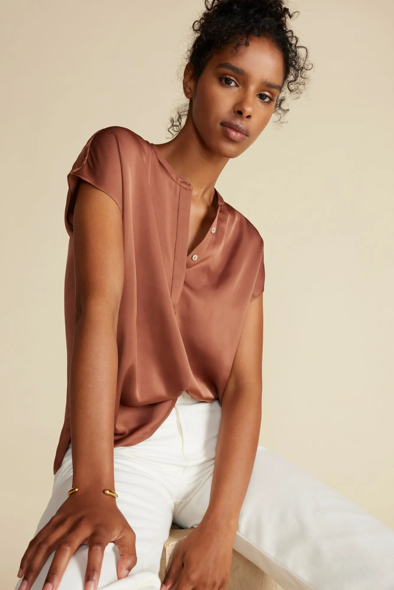 Amour Vert Ren Recycled Sateen Blouse- Blouses & Shirts|Tops