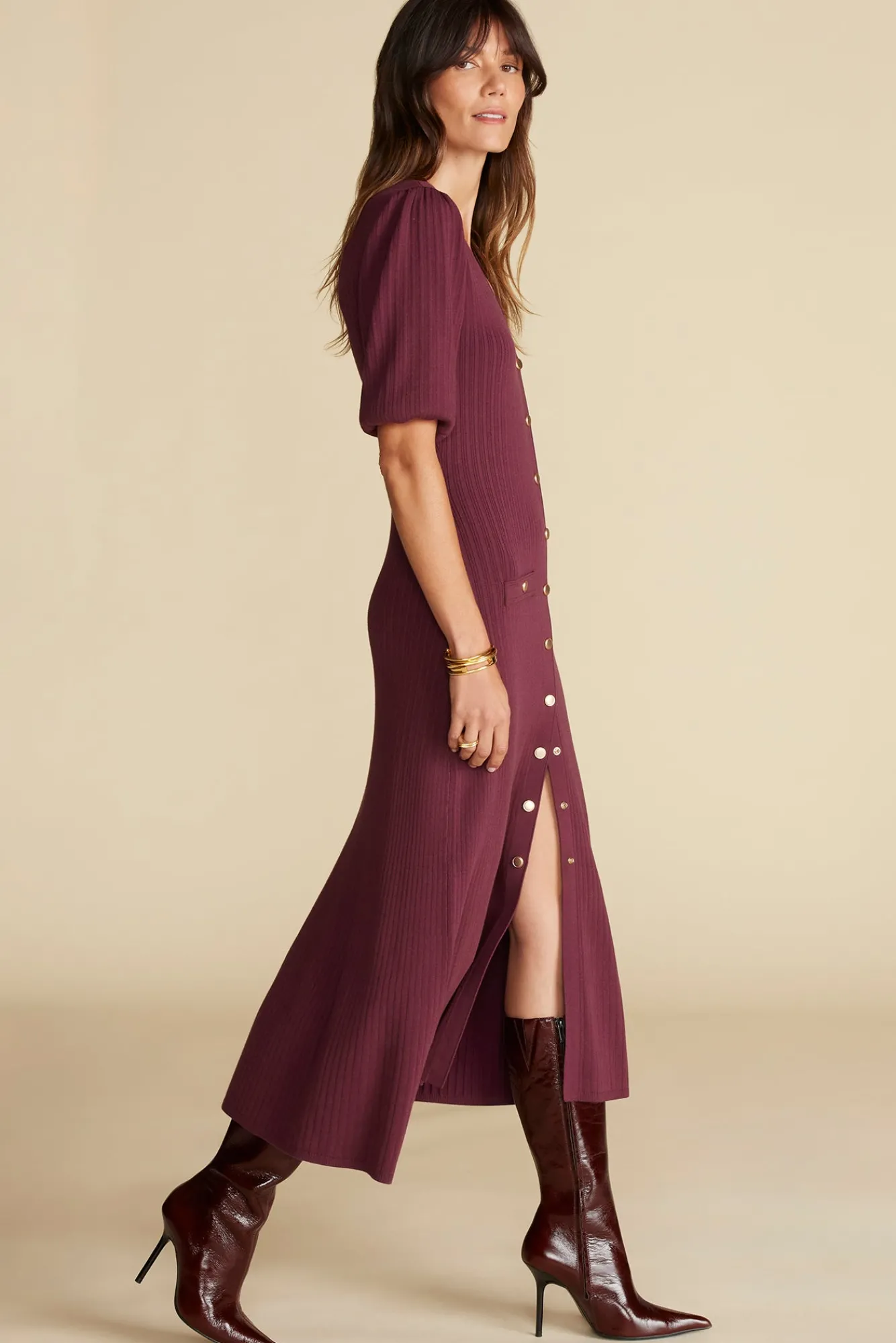 Amour Vert Benoite Knit Shirt Dress- Dresses