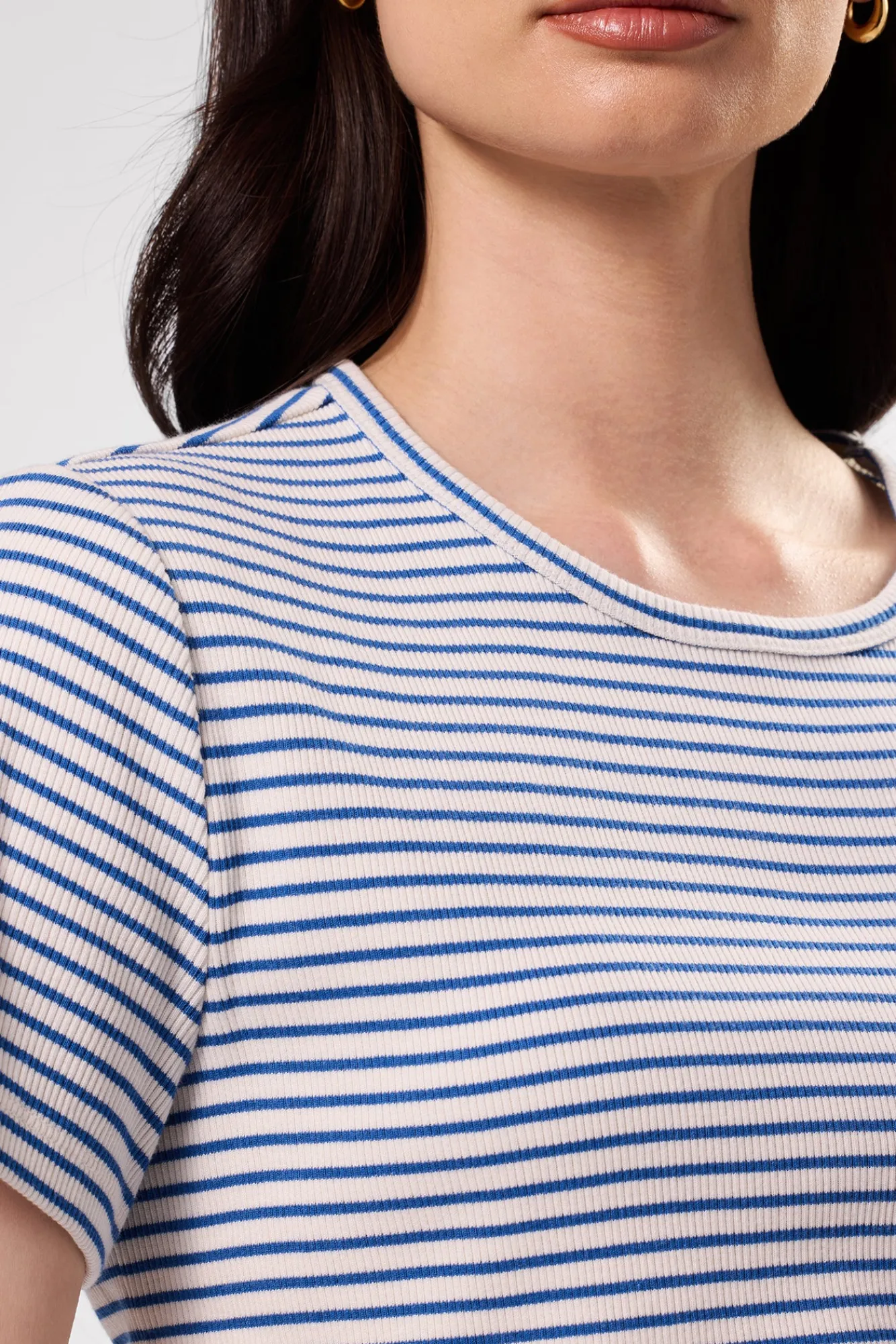 Amour Vert Eleanor Organic Cotton Modal Rib Tee- Tops|Tees