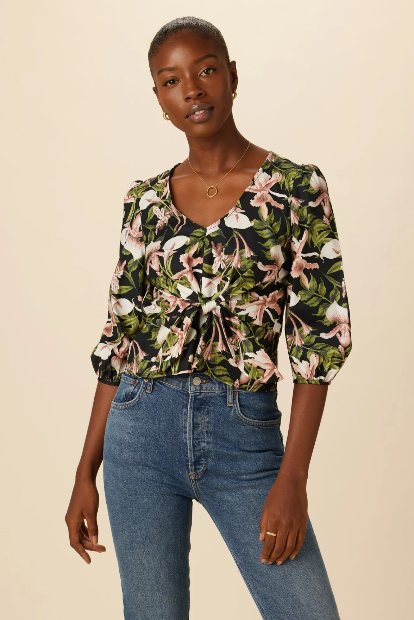 Amour Vert Annika Organic Cotton Blouse- Tops