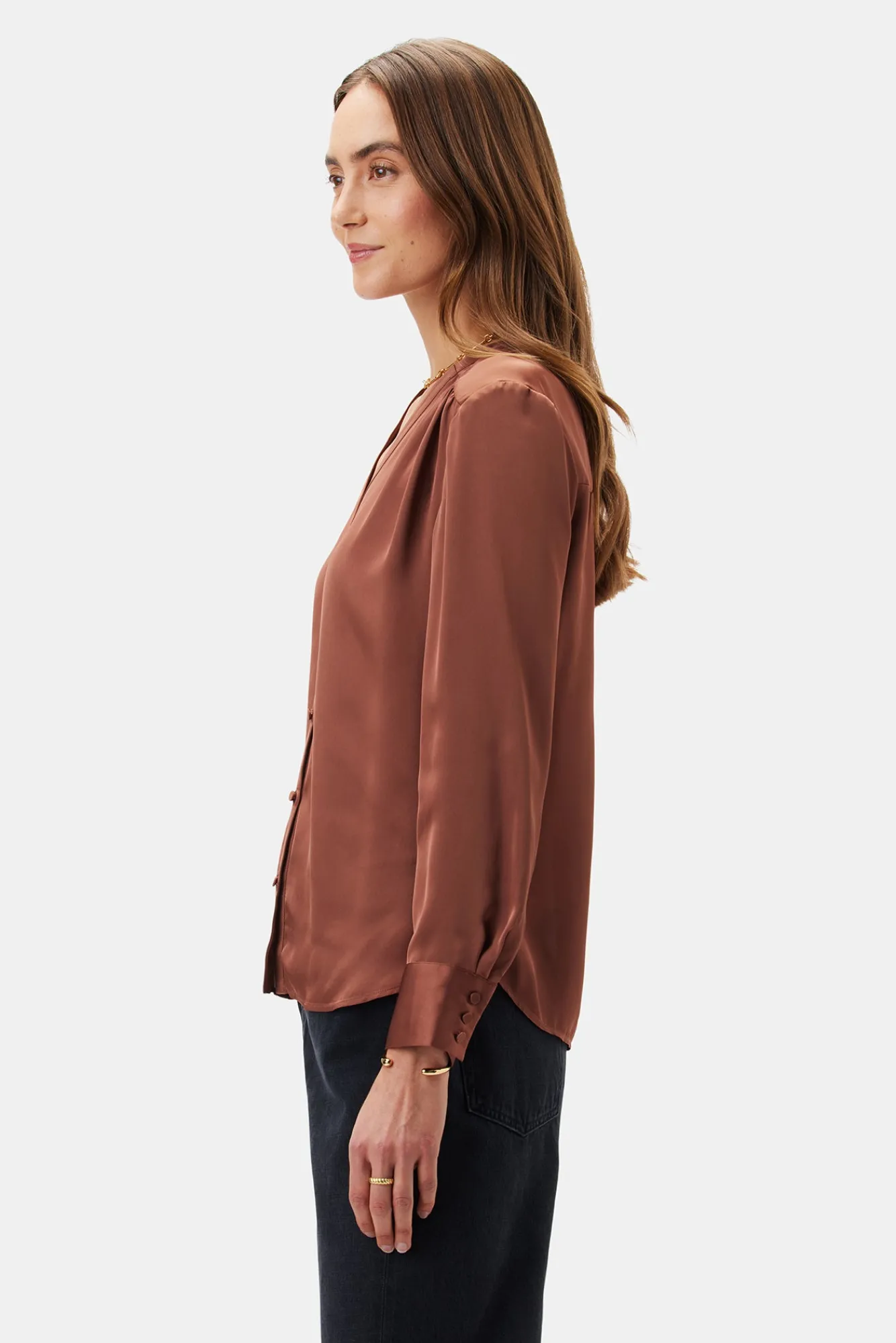 Amour Vert Kali Button Front Blouse- Blouses & Shirts|Tops