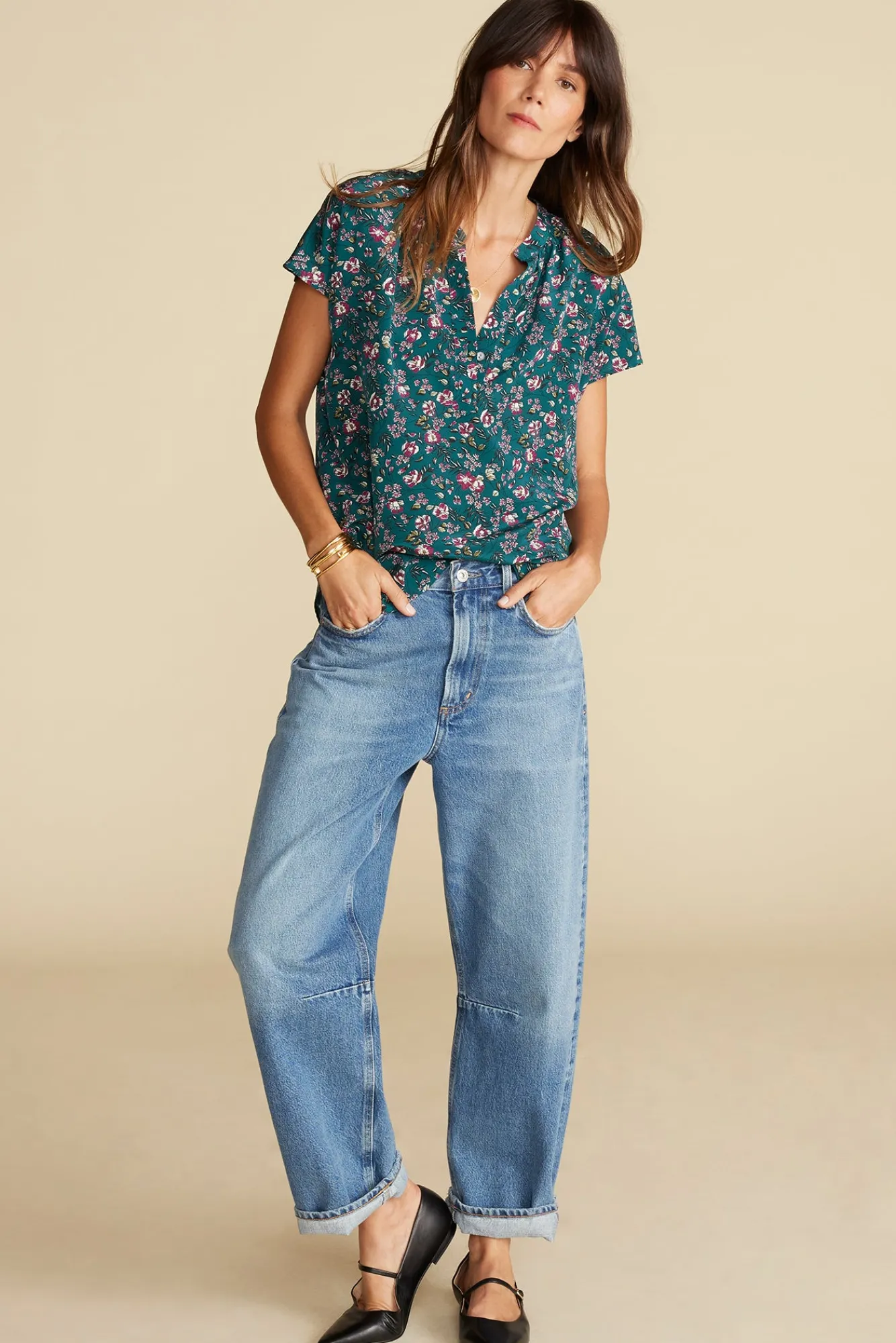 Amour Vert Renata Washable Silk Blouse- Blouses & Shirts|Tops