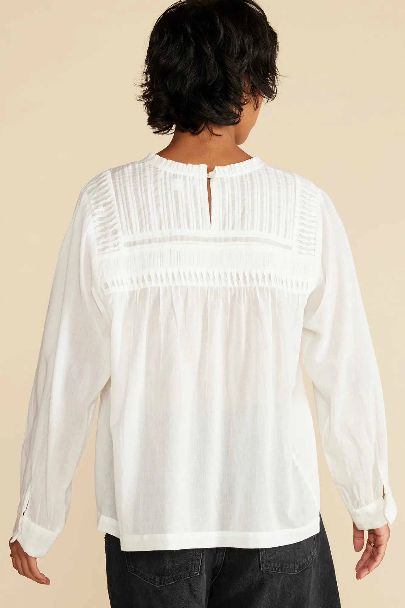 Amour Vert Aida Long Sleeve Organic Cotton Blouse- Blouses & Shirts|Tops