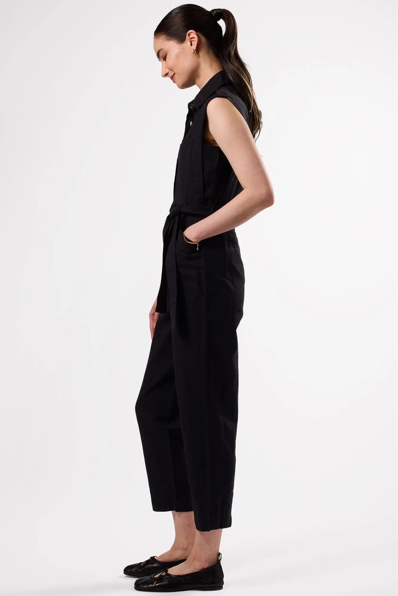 Amour Vert Sienna Cotton Linen Jumpsuit- Jumpsuits|Clearance
