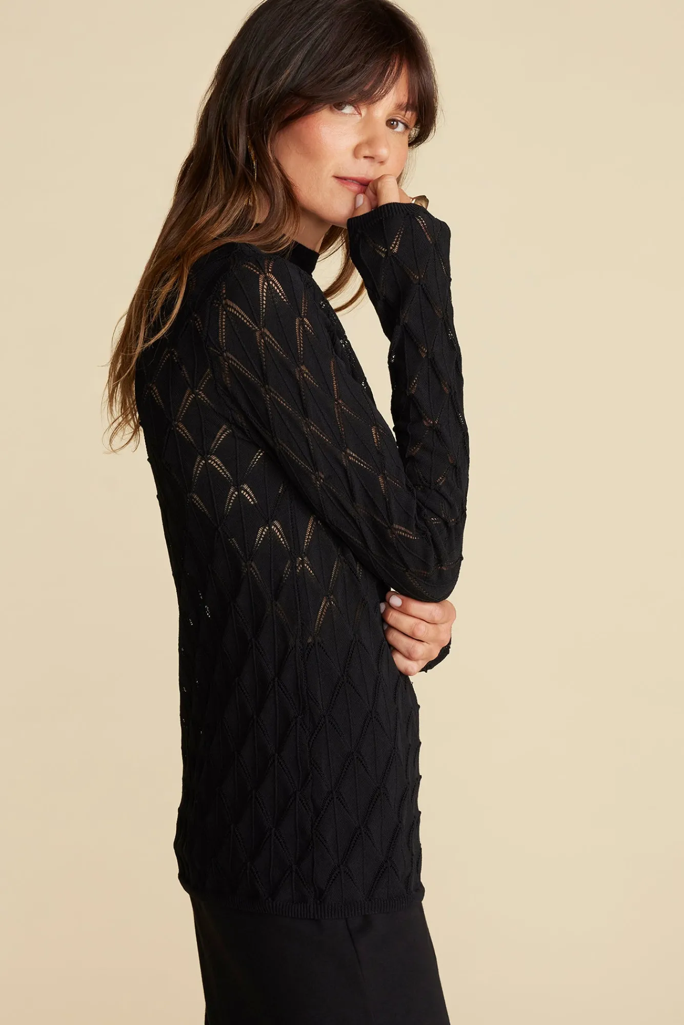 Amour Vert Chaney Diamond Pointelle Top- Tops