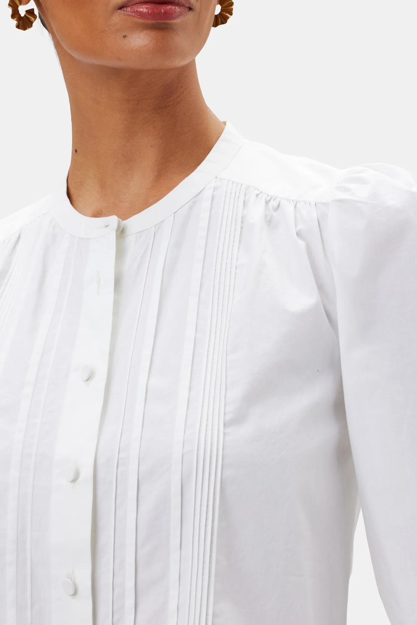 Amour Vert Charlotte Organic Cotton Poplin Blouse- Tops|Clearance