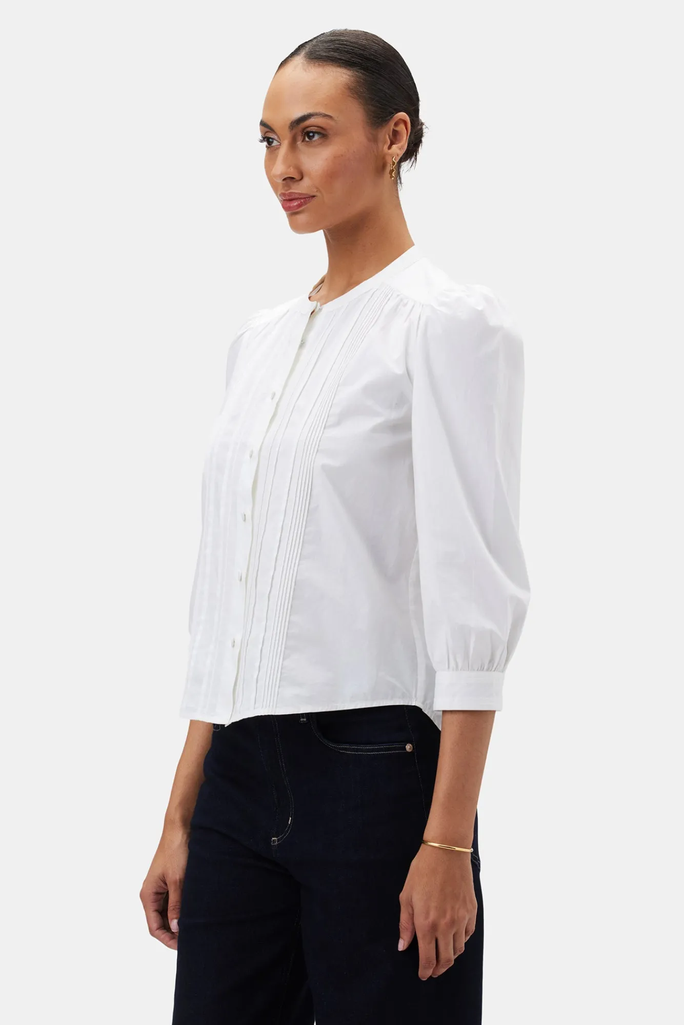 Amour Vert Charlotte Organic Cotton Poplin Blouse- Tops|Clearance