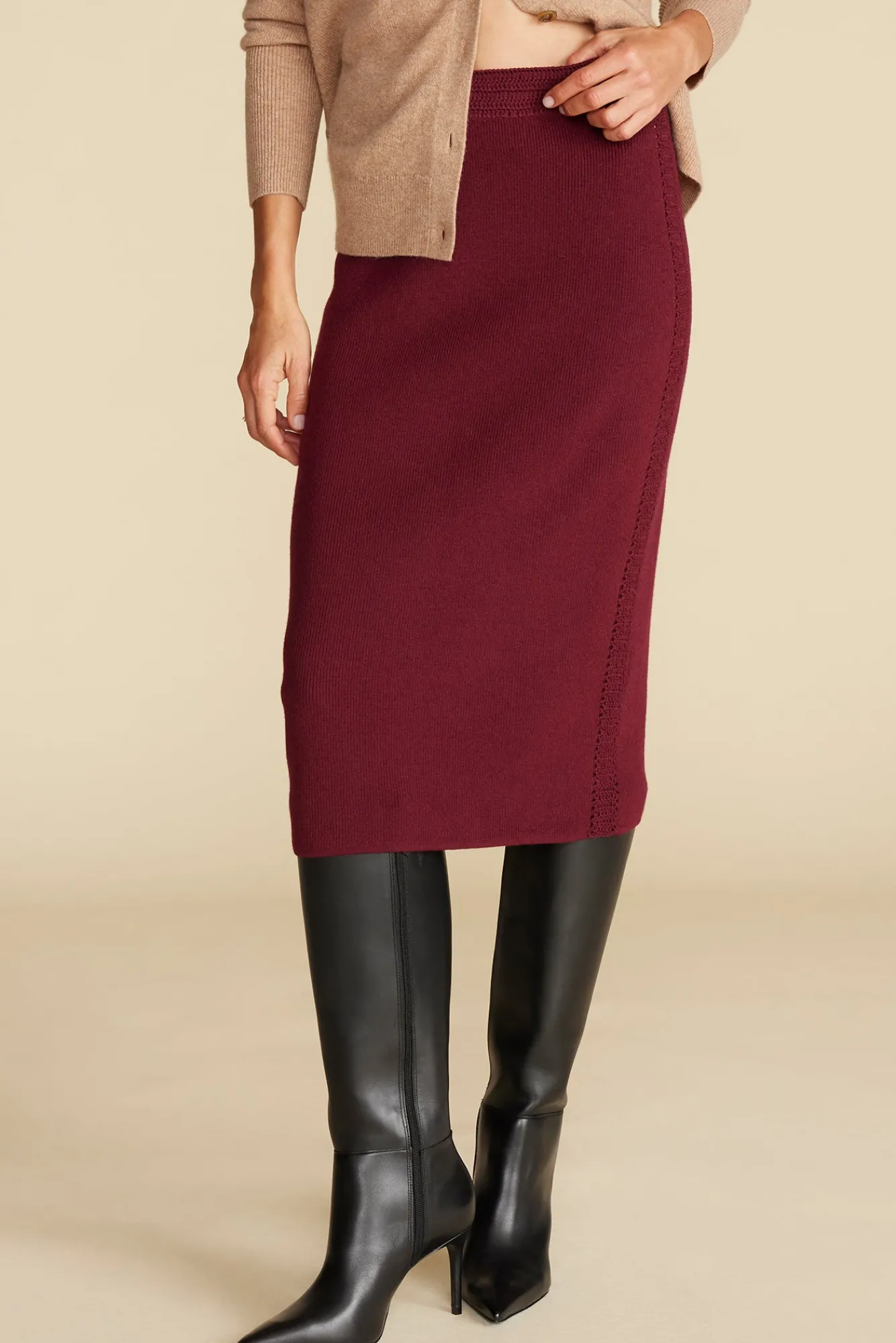 Amour Vert Olympe Knit Pencil Skirt- Skirts
