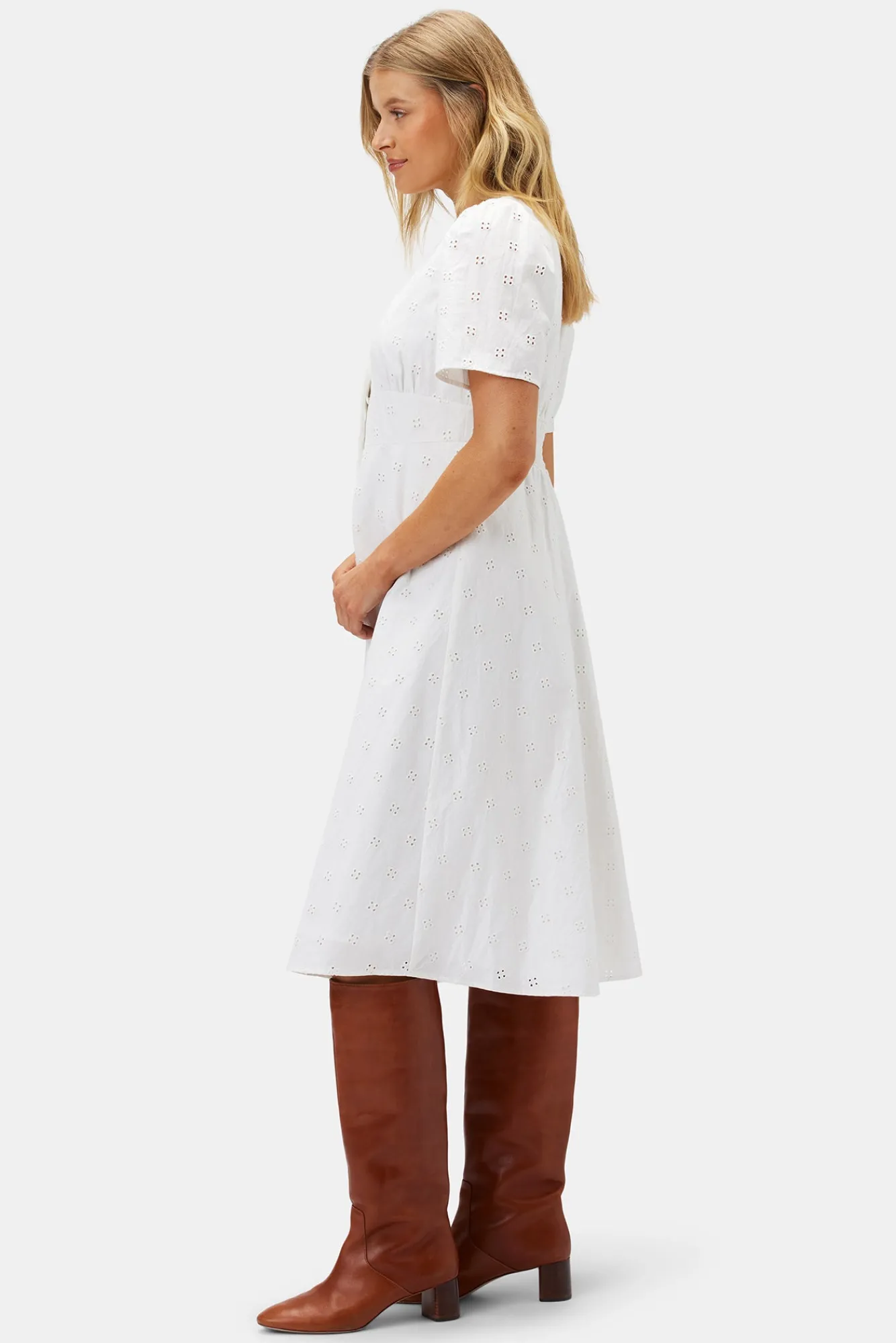 Amour Vert Violette Organic Cotton Eyelet Dress- Dresses|Clearance