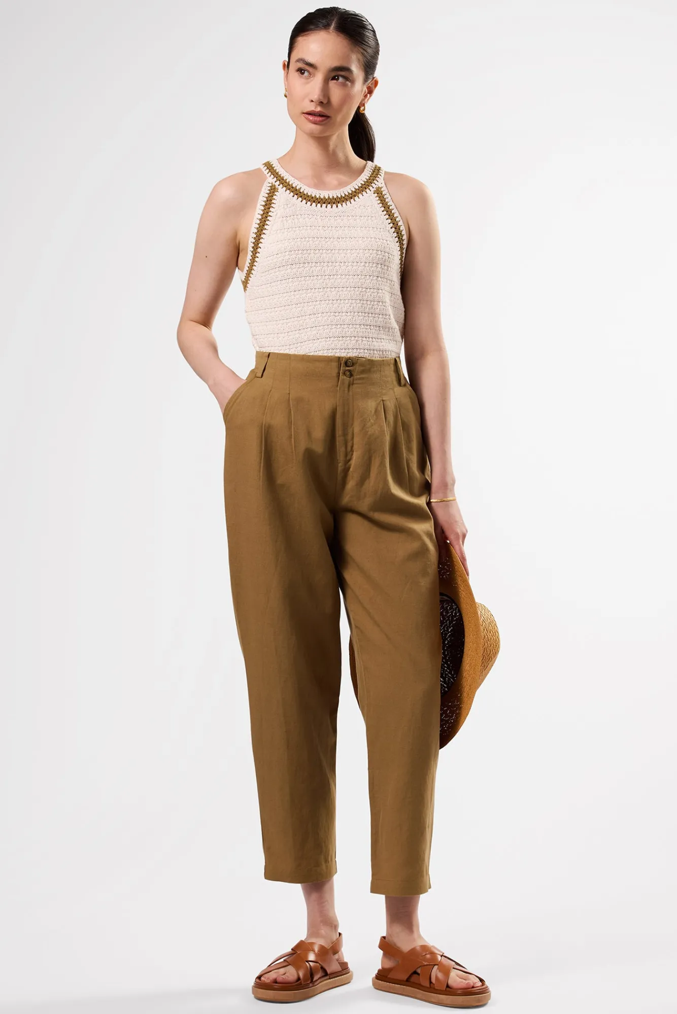 Amour Vert Larisa Cotton Linen Pant- Clearance