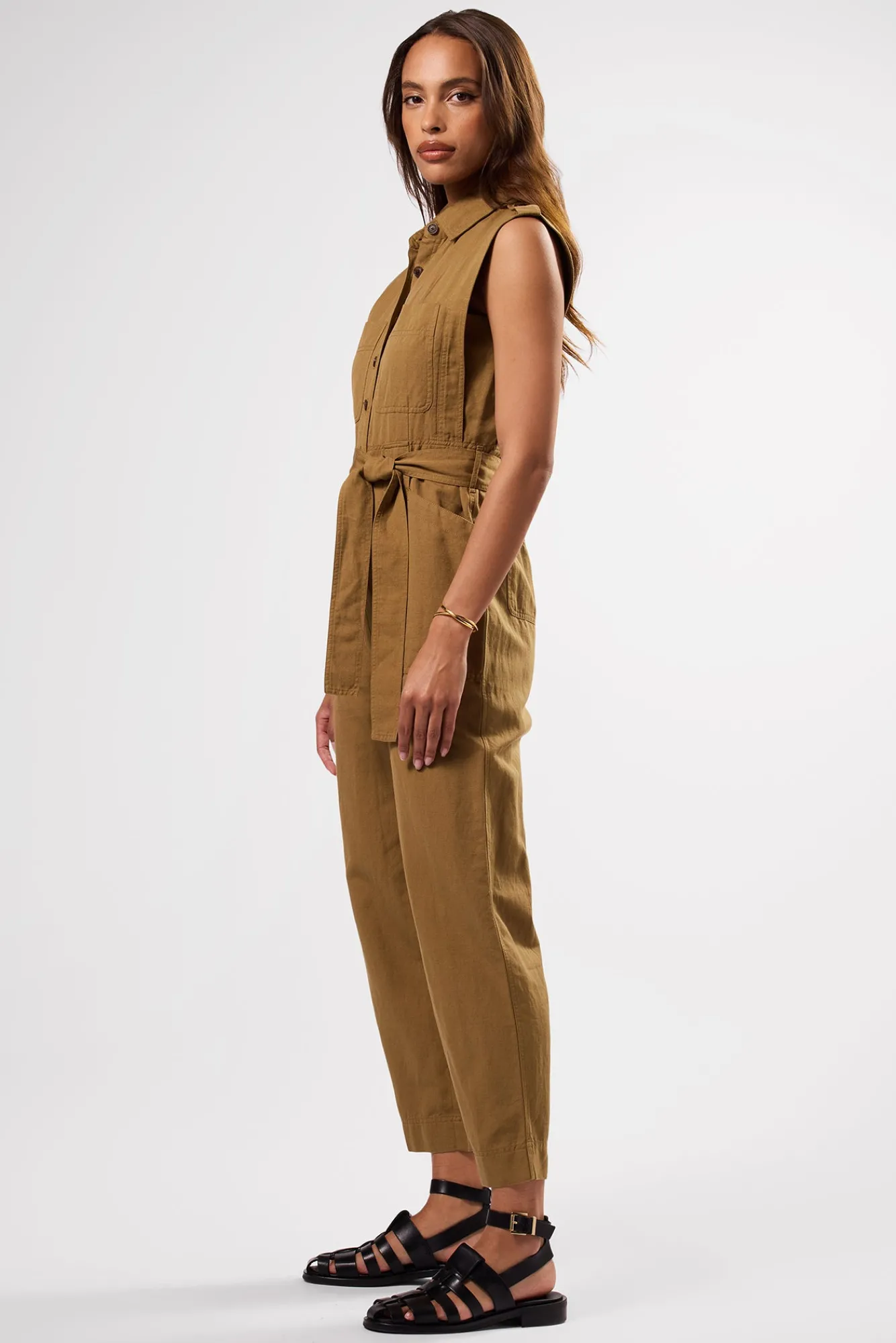 Amour Vert Sienna Cotton Linen Jumpsuit- Jumpsuits|Clearance