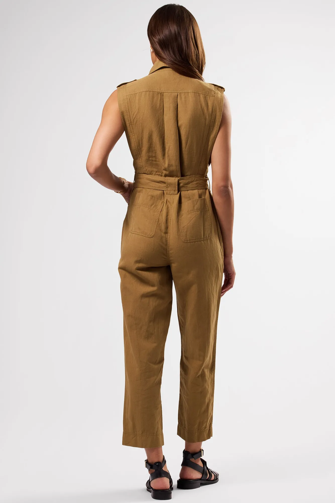 Amour Vert Sienna Cotton Linen Jumpsuit- Jumpsuits|Clearance