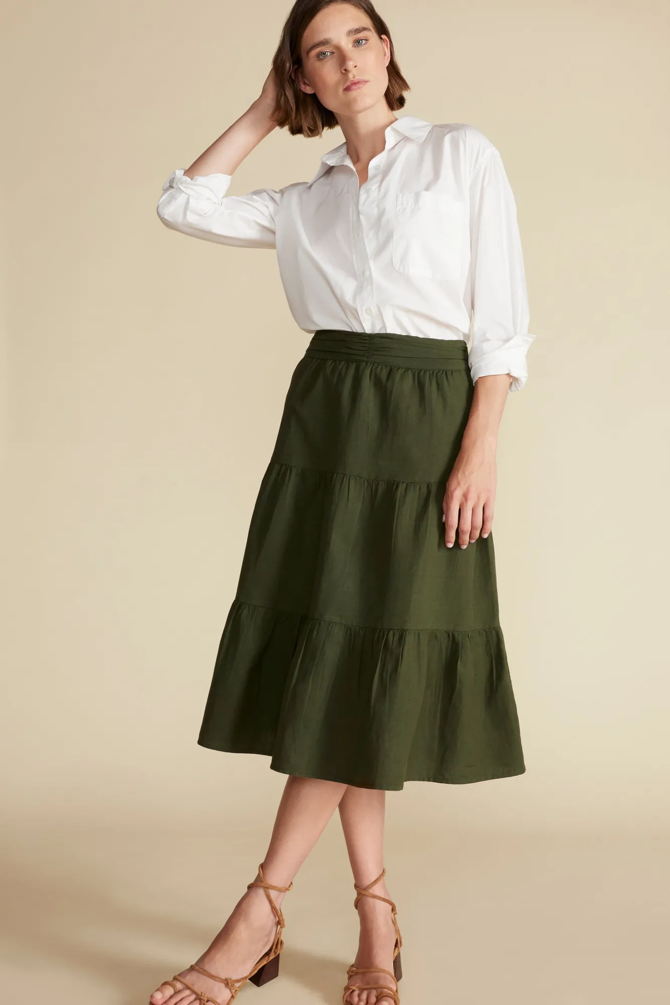 Amour Vert Silas Cotton Linen Skirt- Skirts|Clearance