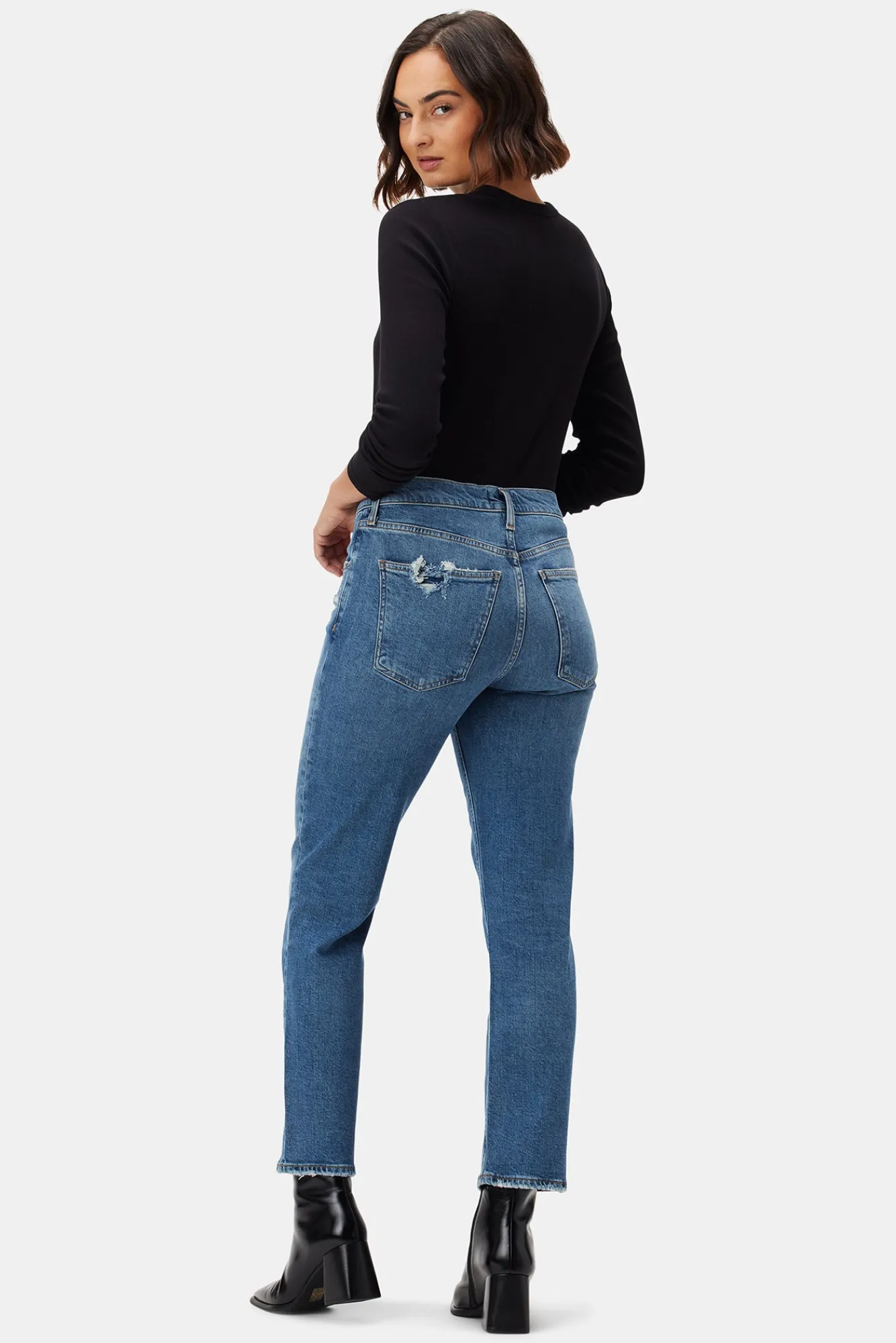 Amour Vert AGOLDE Kye Mid Rise Straight Crop- Denim|Pants
