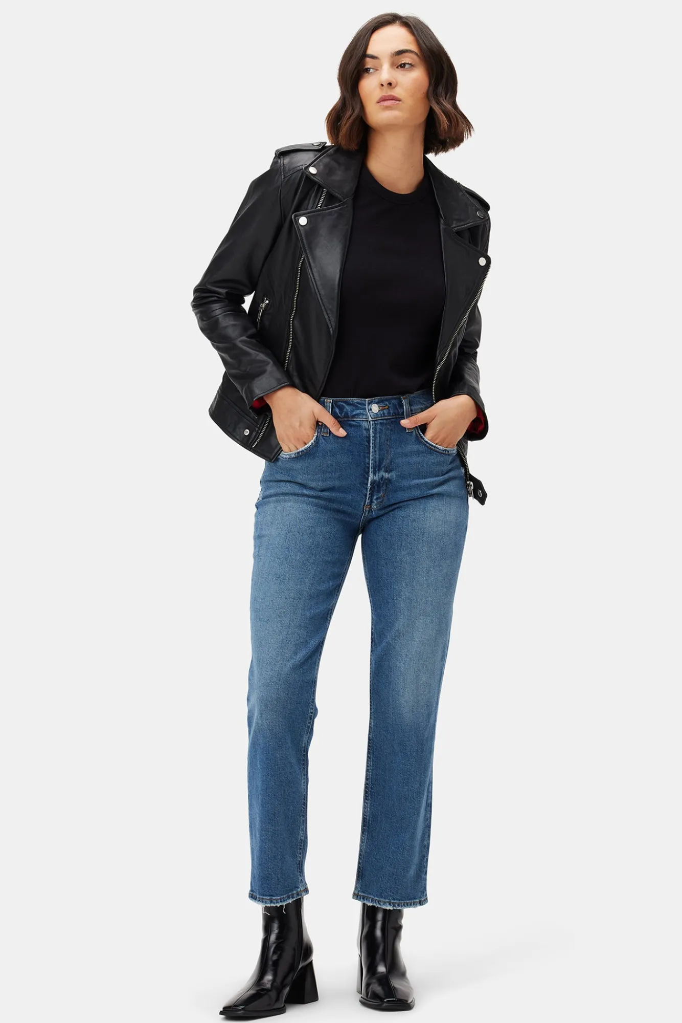 Amour Vert AGOLDE Kye Mid Rise Straight Crop- Denim|Pants