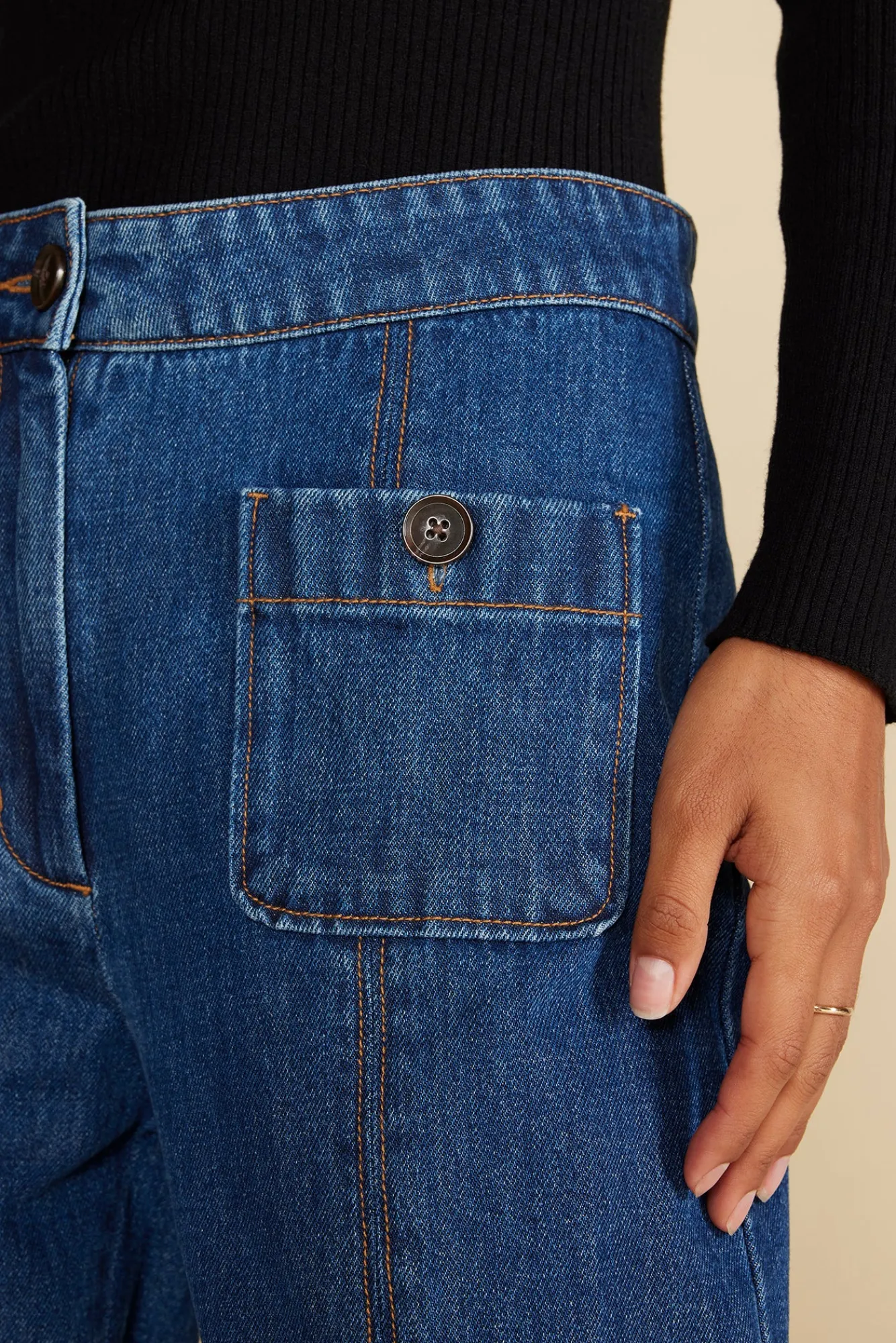 Amour Vert Alete Patch Pocket Jean- Pants|Denim