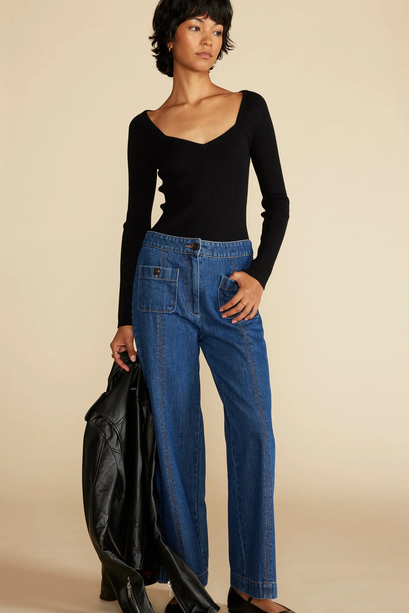 Amour Vert Alete Patch Pocket Jean- Pants|Denim