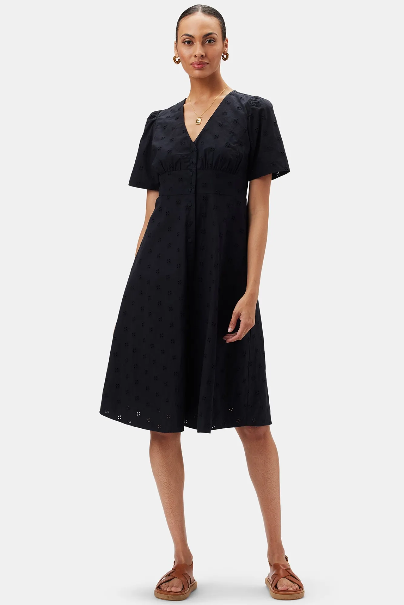 Amour Vert Violette Organic Cotton Eyelet Dress- Dresses|Clearance