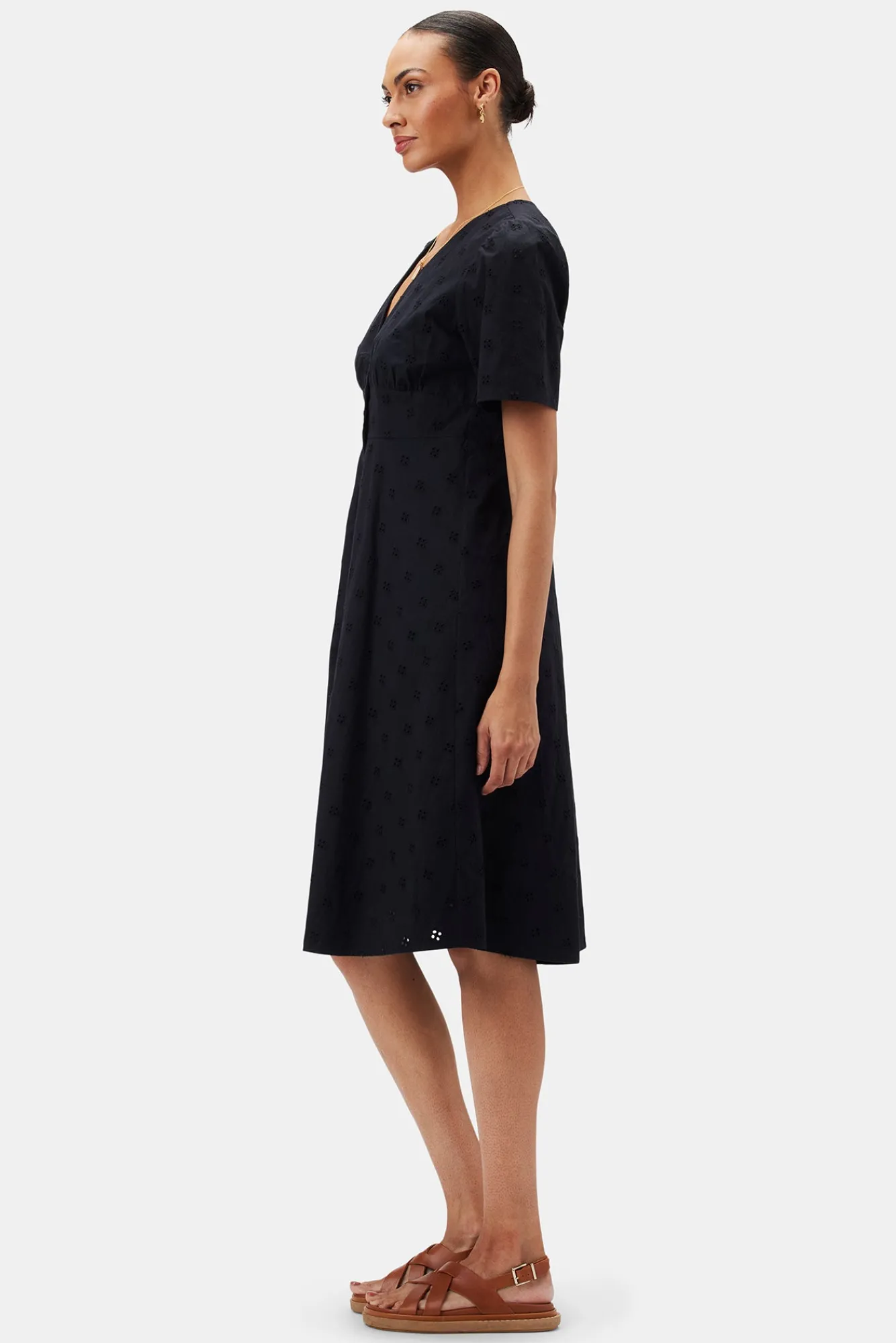 Amour Vert Violette Organic Cotton Eyelet Dress- Dresses|Clearance