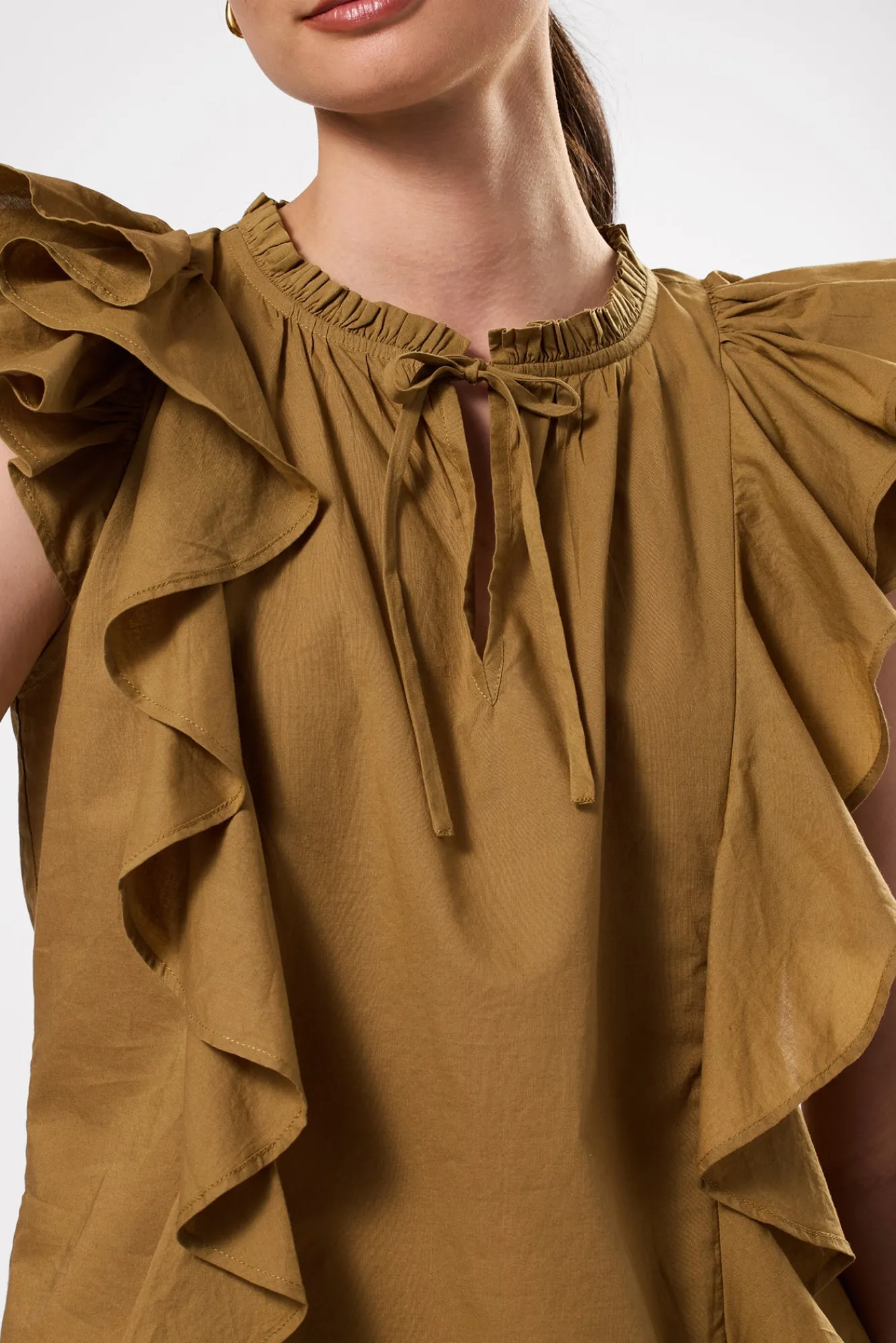 Amour Vert Ruffle Sleeve Top- Tops|Clearance