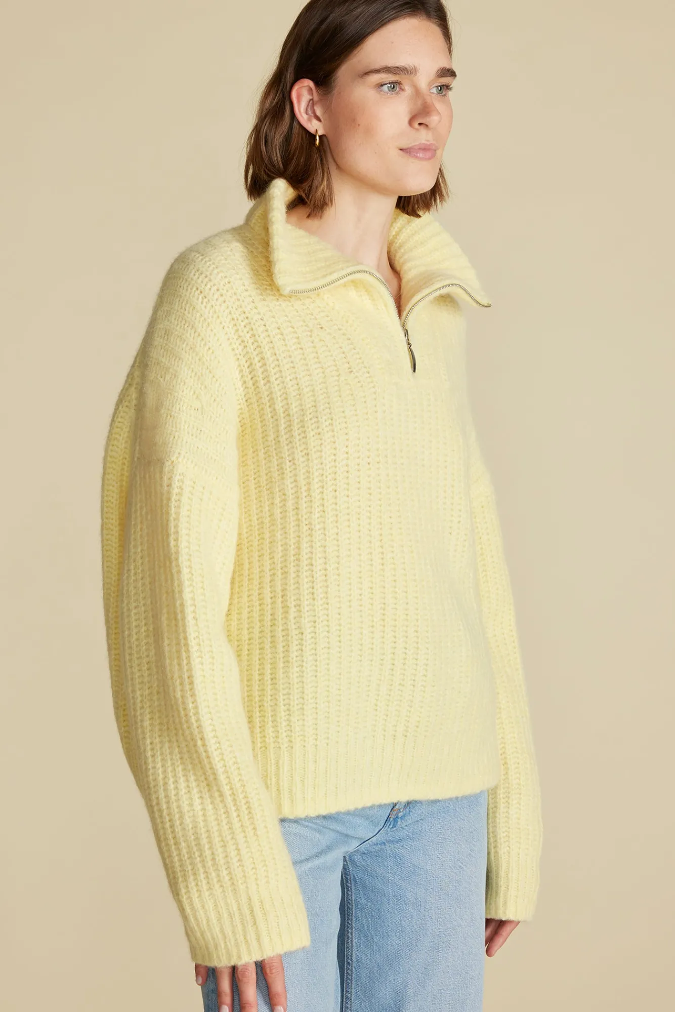Amour Vert Veronique Chunky Half Zip Pullover Sweater- Sweaters & Cardigans|Clearance