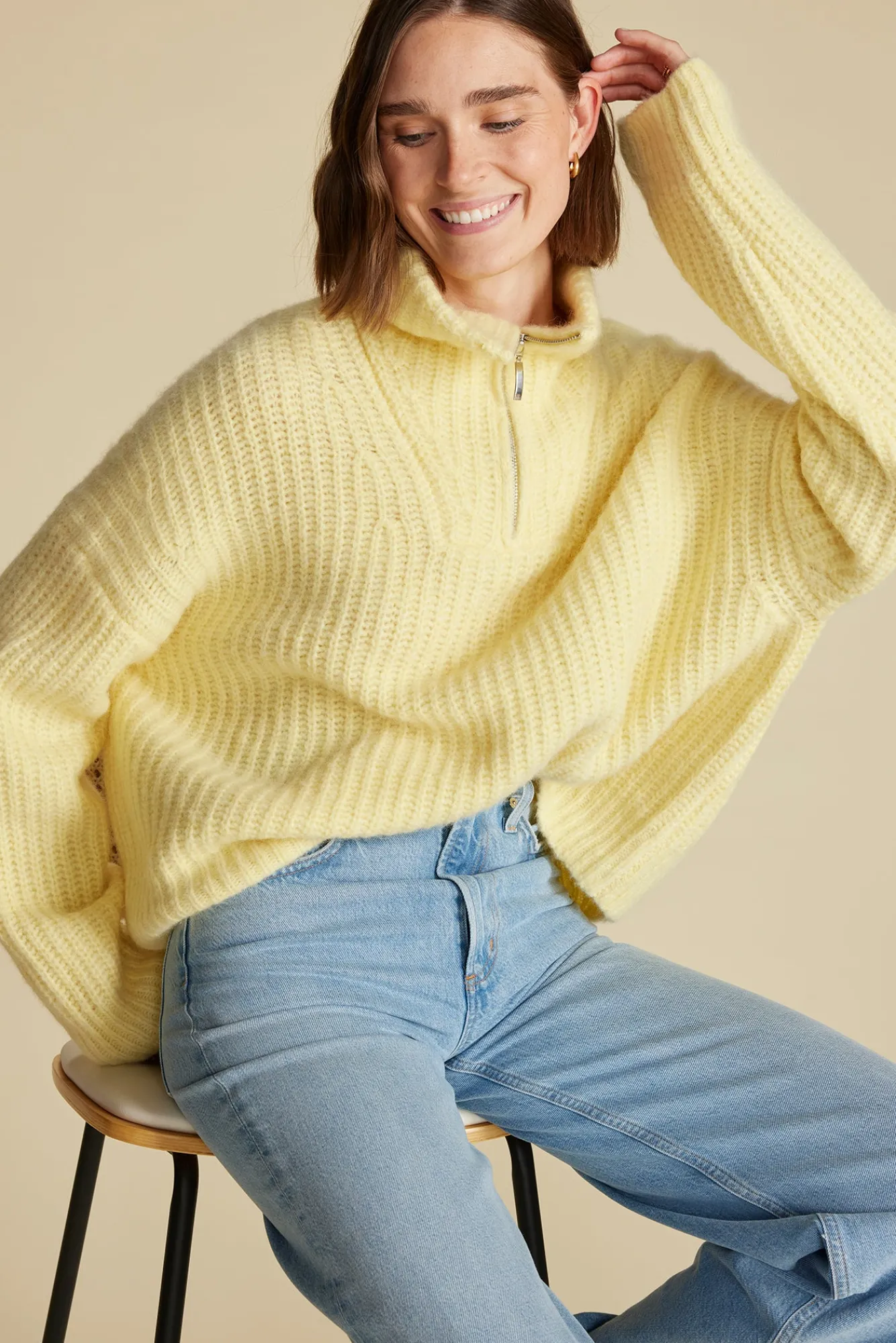 Amour Vert Veronique Chunky Half Zip Pullover Sweater- Sweaters & Cardigans|Clearance